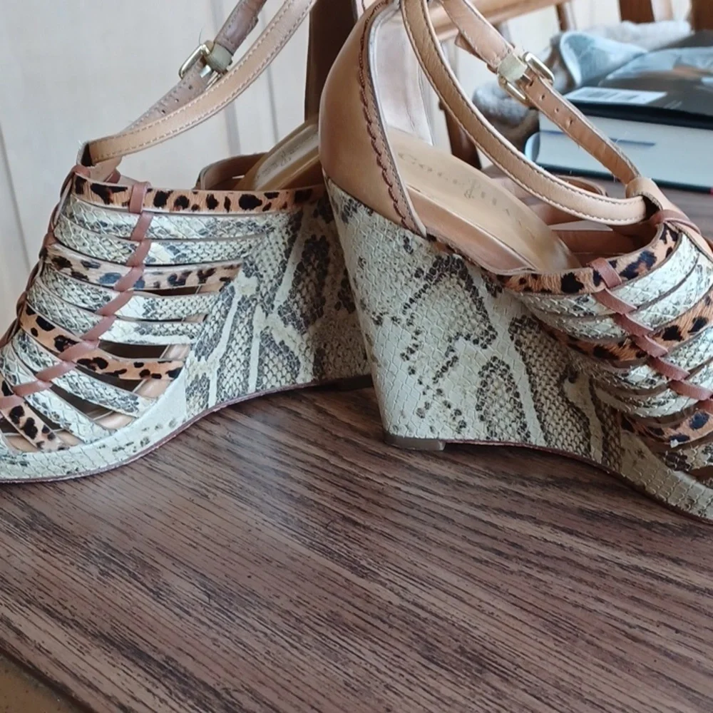 Cole Haan Air women’s Leather Animal Snakeskin print Wedge Sandal, 4.5